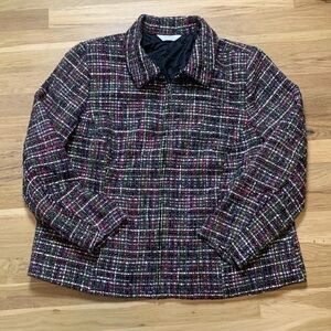CJ Banks Multi Colored Tweed Zip-Up Collared Jacket Women’s 1X